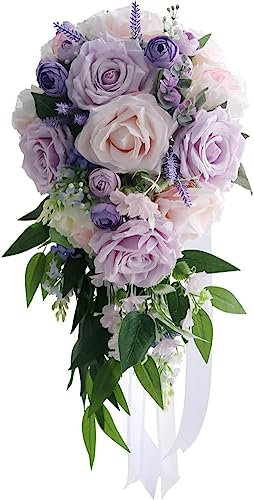 Hochzeitssträuße,Brautstrauß, Braut hält Wasserfall-Blumenstrauß, handgefertigt, Hochzeits-Rosen-Chrysanthemen-Blumenstrauß, Herbst-Simulationsblume, die Requisite, Party, Jahrestag, Kirche, elegante