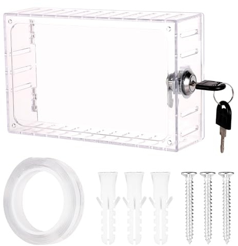 BOXOB Thermostat Lock Box with Keys, Transparent Cover Clear Guard for Wall AC Home Restaurant Supply Fits 6.3x4.5x2.3 Inch or Smaller