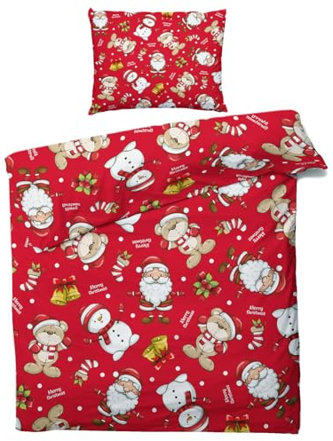 QEODAH Weihnachten Kinder Bettwäsche 220x240 Winter - Weihnachtsmann Schneemann Bär Bettbezug 220x240 3 Teilig - Wendebettwäsche & 2 Kissenbezug - Weiche Mikrofaser Bettwäsche-Sets mit Reißverschluss