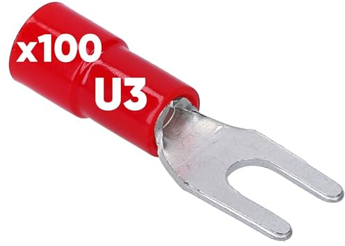 Kalitec 100x Gabelkabelschuhe 0,5-1,5mm² - Kabelschuhe Rot Teilisoliert