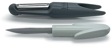 Stainless Steel 2 in 1 Peeler & Knife Multifunctional Kitchen Tool Portable Size for Fruits Vegetables Camping and Travel