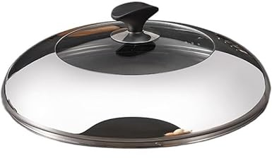 Topfdeckel Wok-Deckel, 16–34 cm, Edelstahl, Wok-Abdeckung, Einsatz aus gehärtetem Glas, Dampflöcher, ergonomischer Griff, Haushaltsdampfer-Deckel, Wok-Zubehör Deckel (Size : 34)