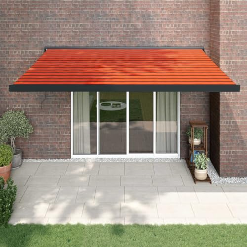 Home Outdoor OthersVersenkbare Markise, 4 x 3 m, Stoff und Aluminium, Orange und Braun