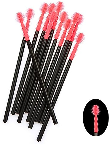 50 st/pack engångs silikon ögonfransborste mascara stavar applikator ögonbryn borste ögonfransförlängning tillbehör sminkverktyg (sfärisk form),