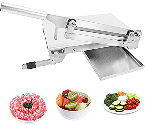 Cortadora manual de acero inoxidable congelada, cortadora de delicatessen para cocinar en casa, cortadora con cuchilla de repuesto, para olla caliente Shabu Sukiyaki, barbacoa coreana, carne de cerdo