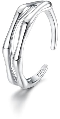 ORAZIO Toe Rings for Women, 925 Sterling Silver Toe Rings Adjustable Toe Ring - CZ Flower Cross Twist Knot Opal Toe Ring Cuff - Open Womens Toe Rings Stylish Beach Band Ring Nail Rings Foot Jewelry for Summer-1PCS Bamboo Joints