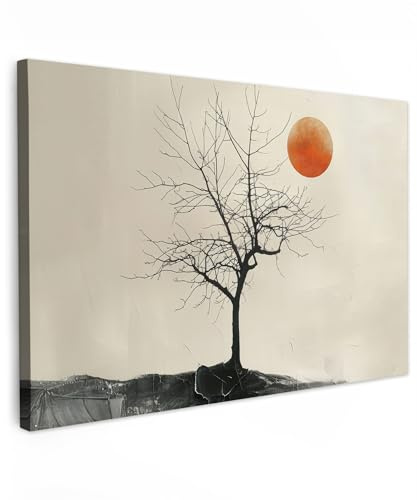 MuchoWow© Leinwand Groß XXL Deko Schlafzimmer Aesthetic Leinwandbilder | 120x80 cm - Wohnzimmer Gemälde Foto Geschenk Living Room Decoration Natur - Schwarz - Mond - Kunst - Modern