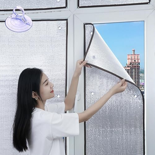 Wärmereflektierende Fensterfolie, 8 mm Dicke Isolierfolie aus doppelter Aluminiumfolie, Fensteraufkleber mit Verdunkelungseffekt für Wintergärten, Sonnenschutzfolie mit Wärmeregulierung, Fen