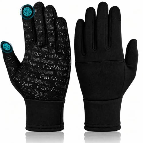FanVean Handschuhe Winter Herren Damen: Fahrradhandschuhe winterhandschuhe Warme Touchscreen Anti-Rutsch Full Finger Handschuhfutter schwarz