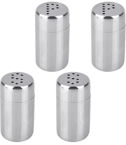 4STK Mini Salzstreuer für Unterwegs, Mini Salzstreuer für die Brotdose, 5ml Mini Gewürzstreuer Edelstahl, Mini Salz und Pfefferstreuer Camping Klein Salzstreuer Reise Gewürzstreuer für Eier Bento Box