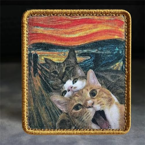 Klett Patches Tier Klett Lustig Patches Katze Klett MilitäR Süßer Katze Drucken Taktisches Morale Aufnäher für Rucksäcke, Jacken, Jeans
