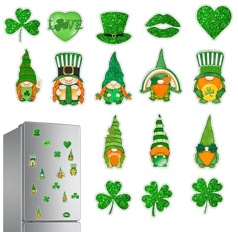 St. Patricks Day Garagentormagnete,St. Patricks Day Magnete - Multifunktionale Autotürmagnete | Set mit 16 Kühlschrankmagneten für irische Feiertage, Auto-Garagentür-Magnetaufkleber