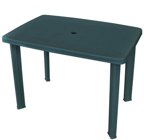 Myheimly Gartentisch mit Schirmloch Witterungsbeständig Esstisch Campingtisch Tisch Terrassentisch Gartenmöbel Kunststoff Grün,101 x 68 x 72 cm