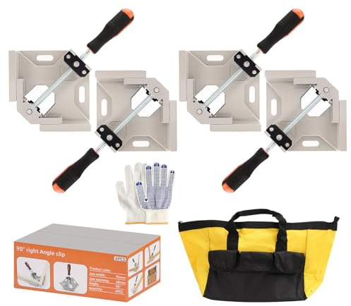 4 Pack Corner Aluminum Alloy Right Angle Clamps With Adjustable Swing Jaw 90 Degree Wood Clamps For Woodworking