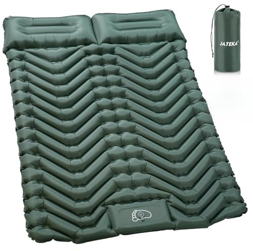 JATEKA Selbstblasendes Isomatten-Kissen-Set für 2 Personen - Camping Luftmatratze mit Fußpumpe, kompakte leichte Schlafsäule für Rucksackreisen, Wandern, Reisen, Zelt