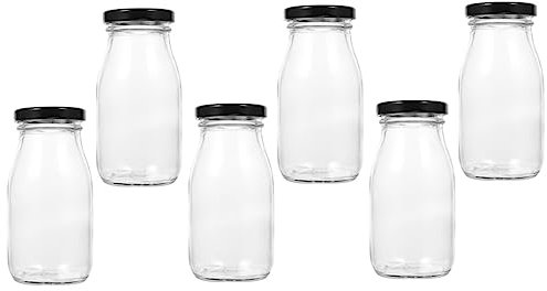 ABOOFAN Botella De Leche De Vidrio De 250 Ml 6 Unidades Tapa Hermética Para Refrigerador
