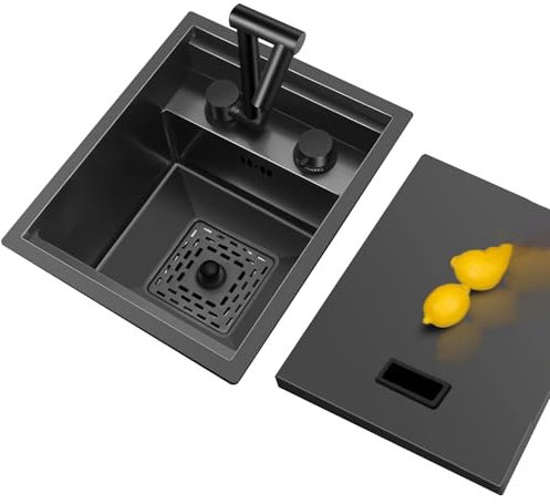 Évier De Bar D'hôtel De Café Avec Couvercle, Robinet Mini Petit Évier Caché Évier De Cuisine Invisible En Acier Inoxydable Lavabo Comptoir Extérieur Lavabo Lavage Légumes Piscine(40 * 44 * 22.5cm)
