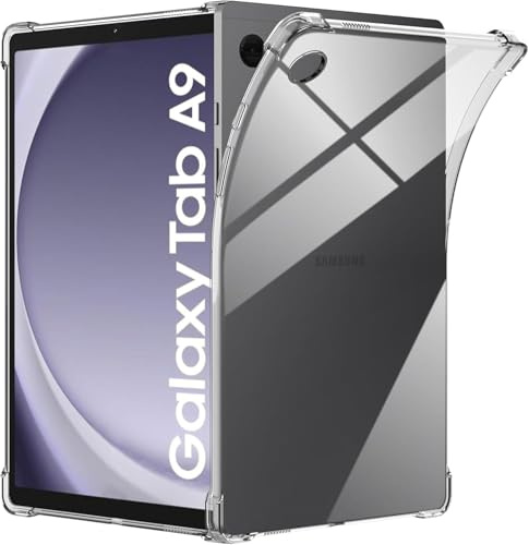 World biz Transparente Schutzhülle für Samsung Galaxy Tab A9 8,7 Zoll 2023 (SM-X110/SM-X115/SM-X117), flexible transparente weiche Stoßstange TPU verstärkte Ecke, stoßfeste Abdeckung