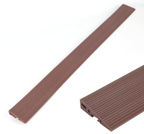 Dörrtröskelramp, 90x7,5x2 cm/1,5 cm Självhäftande tröskelramp med kabelkanal, halkfri rullstolsramp av massivt gummi för rullstol, dammsugarrobot, E-scooter (Brun, 90 x 7,5 x 2 cm)