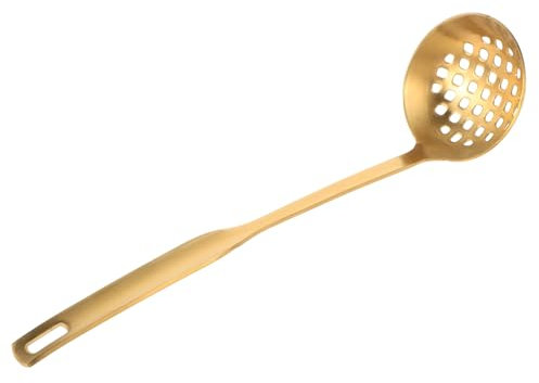IMIKEYA Stainless Steel Colander Drain Strainer Soup Ladle Fine Mesh Food Strainer Gold Kitchen Utensils Cooking Spoon
