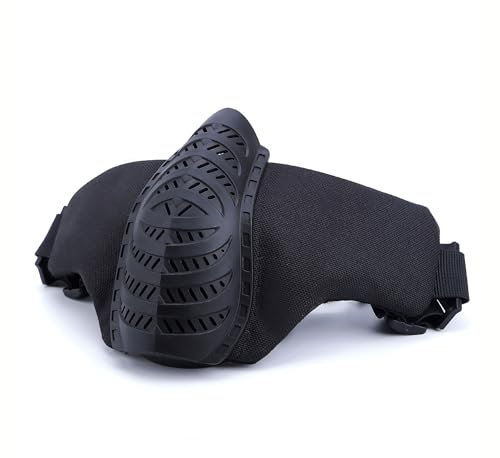 Demi-masque tactique pliable pour sports de plein air, masque de protection respirant pour airsoft, paintball, CS Cosplay (noir)