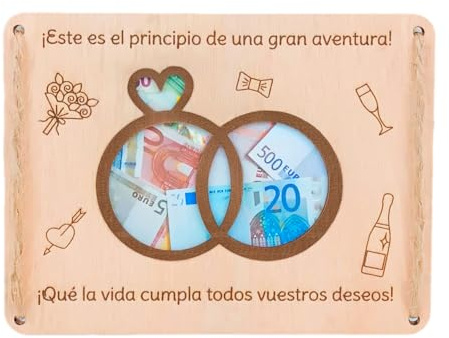 stargrafic Tarjeta Regalo de Madera para Boda.Ideal para Regalar Dinero en Bodas (anillo)