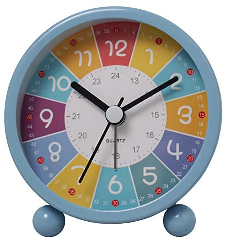sveglie Sveglia for bambini Orologio da tavolo analogico silenzioso rotondo luminoso senza ticchettio, alimentato a batteria con allarme forte Piccolo orologio da scrivania for camera da letto, comodi