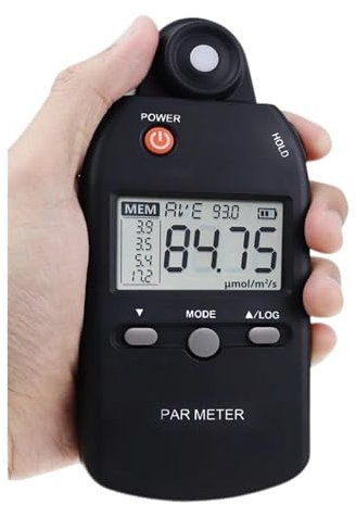 Illuminometer, PAR Meter Lux Meter PPFD Sensor Full-Spectrum User-Friendly Record Function Indoor Outdoor Plant Light Meter