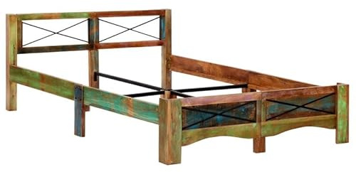 Eleganz Massivholzbett aus Altholz 140x200 cm - Nachhaltiges Bettgestell ohne Matratze, langlebig & stabil für Schlafzimmer, ökologisch & rustikal