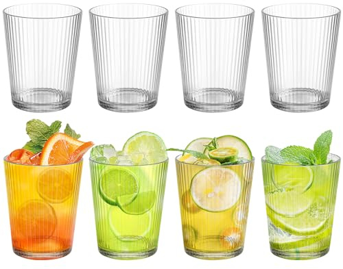 saerryor 8Pcs Reusable Plastic Tumblers, 270ml Plastic Cups | Clear Drinking Tumblers, Unbreakable & Stackable, Ideal for for Kids and Adults, Home Picnic and Party