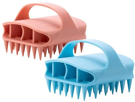 2 Pezzi Massaggiatore Cuoio Capelluto, Massaggiatore Testa Silicone, Spazzola per Shampoo Rosa e Blu, Head Massager per Massaggio della Testa, Esfoliazione Delicata,Stimola la Crescita Capelli