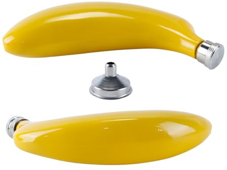 Ausi Flasque en acier inoxydable, bouteille banane de 140 ml, bouteille à piston en forme de banane pour whisky, rhum, vodka, voyage, camping, randonnée