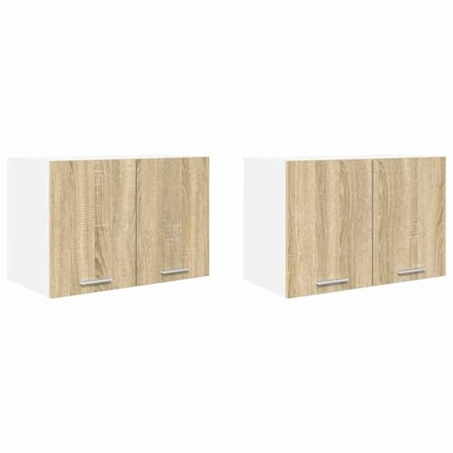 vidaXL Hängeschrank 2 pcs Sonoma-Eiche und Weiß 60 x 31 x 40 cm, Moderne Küchenschränke, rechteckig, viel Stauraum, langlebige Materialien, Coole Lösungen für Deine Wohnung