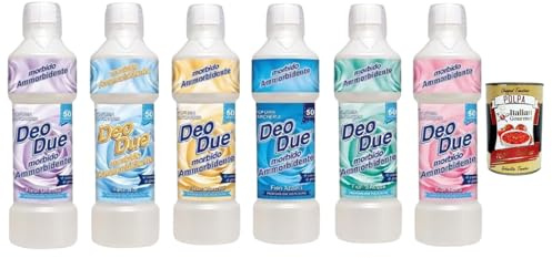 Italian Gourmet Bundle DEO DUE 6x1L Weichspüler Konzentrat Duft Mix Set 300 Wäschen Gesamt Softener Fabric Softener Textilpflege Flüssig Waschmittel Zusatz Blumig Frisch + Italian Gourmet polpa
