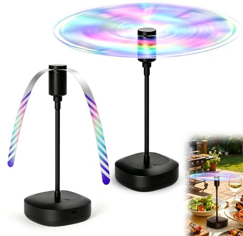 Lot de 2 Ventilateurs Mouche Table Rechargeables, Ventilateur Anti Mouche de Table pour Intérieur & Extérieur, Chasse Mouche de Table Suspendable et de Bureau, Protection Contre Mouches et Insectes