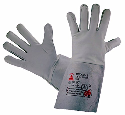 Schweißschutz-Handschuhe MEXICO-Z-LONG - Ziegennappaleder TÜV-GS, Grau, 10