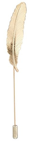 Knighthood Épinglette formelle dorée à plumes pour bureau, manteau, costume, cadeau de mariage, fête, col de chemise, accessoires broche pour homme