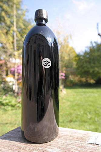 Freiglas 1 L Flasche, Mironglas/Violettglas mit OM Zeichen, Yoga, Lichtschutz, Gravur, Glasflasche, Trinkflasche