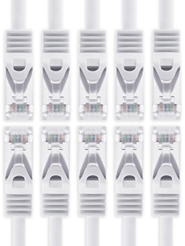 1aTTack.de 0,5m - weiss - 10 Stück CAT.7 Netzwerkkabel Sftp (Rohkabel) Patchkabel (SET) 10000Mbit/s - 500 MHz konfektioniert mit 2 RJ45 Stecker Cat6a