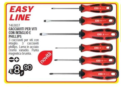 SET SERIE 6 PEZZI CACCIAVITE VALEX CACCIAVITI TAGLIO FLAT + PHILLIPS 1463837