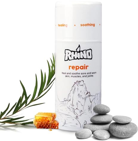 Rhino Skin Solutions Repair Cream - Soothing Relief for Dry, Cracked Skin, Ideal for Climbers, Athletes & MMA | Cooling, Made in Oregon, Fast Healing for Sore Skin, Muscles & Joints (3.4 fl oz)