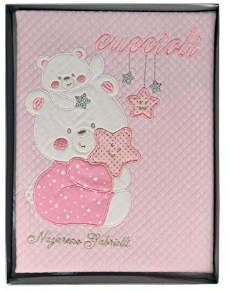Nazareno Gabrielli Copertina Lettino Ricamata Neonato 2500 Rosa Unica
