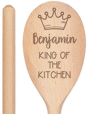 Personalisiert Individuelle Gravur Holz Löffel King Of The Küche Jeder Name Text