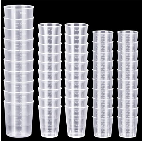 50 Pcs Plastic Measuring Cups, Resin Mixing Cups, Epoxy Mixing Cups, Paint Mixing Cups, 30ml 50ml 100ml