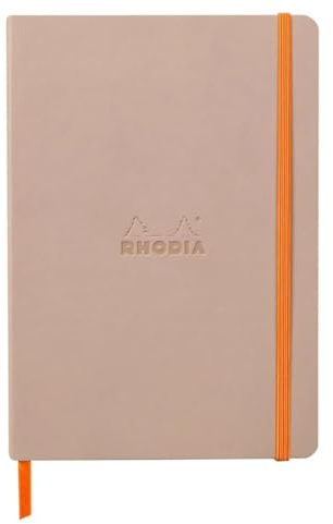 RHODIA 117439C - taccuino morbido Tocco di Rosa - A5 14,8X21cm - Puntinato DOT - 160 pag. - Carta Clairefontaine Avorio 90g/m² - segnalibro, chiusura con elastico - Simil Cuoio -