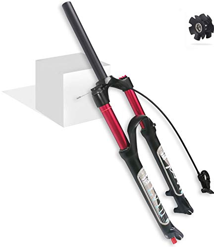 LvTu Luft Mountainbike MTB Vorderrad Gabel 26 27.5 29 Zoll 140mm Federweg, 1-1/8 Leicht Scheibenbremse Fahrrad Federgabel für 1.5-2.45 Reifen (Color : Straight Remote Lockout, Size : 26)