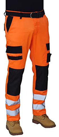 Hashoob Mens Hi Viz Work Trousers Cargo Combat Army Trousers BOP-01