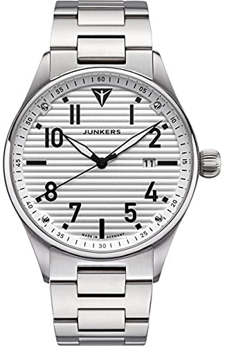 Junkers Fliegeruhr Wellblech - Silber Metallarmband 9.02.03.03.M Pilotenuhr