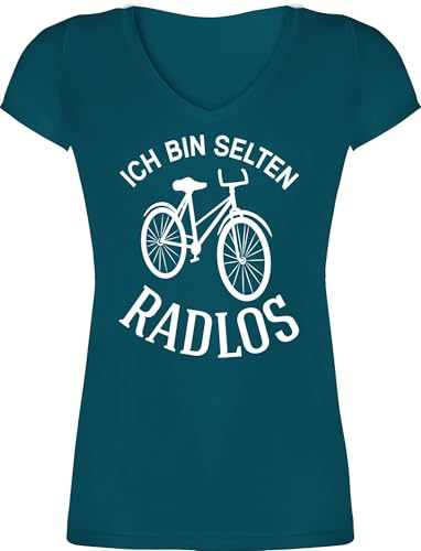 Shirtracer - T-Shirt Damen V Ausschnitt - Eishockey - Mir reicht's Rad Fahren