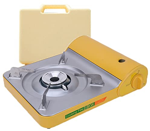 Portable Rechaud Camping Gaz Au Butane Bivouac 2.8kw Rechaud à Gaz Camping à Allumage Électronique Cuisinière à Gaz Extérieure pour Pique-Nique avec Étui de Transport,Yellow,33 * 27.4 * 8.5cm